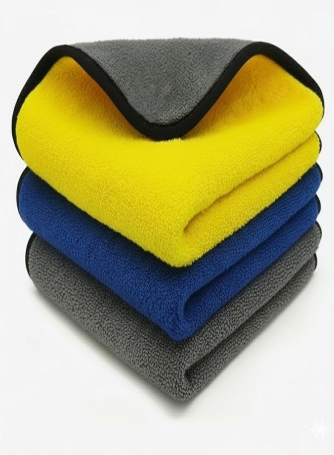 SARANSARO Microfiber Cleaning Cloths, 3pcs, for Car, Motorcycle, Laptop, House, Dusting, Kitchen (3) - Image 1